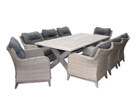 Bolsena 9pc Low Dining Rectangle setting -Major Brown