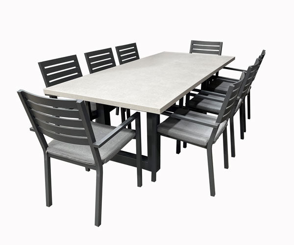 Trieste - Portland 9pc Dining Set- Gunmetal